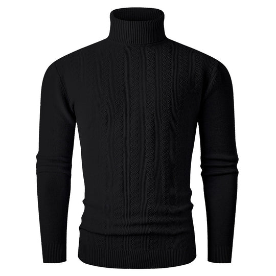 Herren stylischer Rollkragenpullover mit strukturiertem Zopfmuster und hochabschließendem Kragen R&B