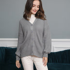 Damen Strickjacke mit strukturiertem Muster und praktischen Knopfdetails