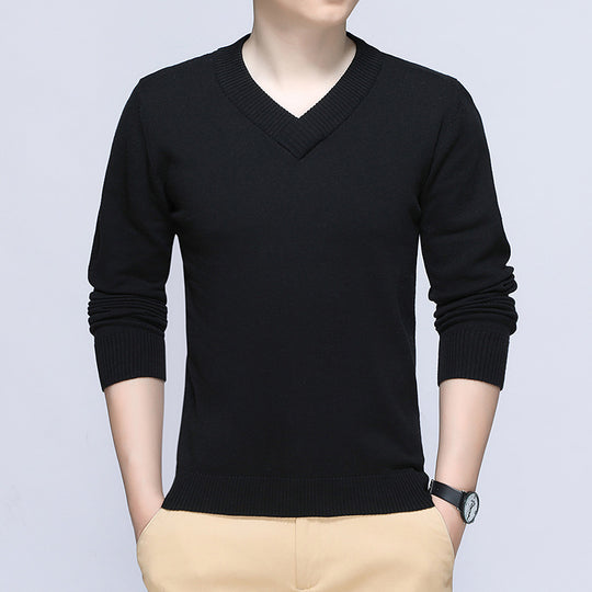 Herren eleganter Pullover mit V-Ausschnitt und feiner Strickstruktur R&B