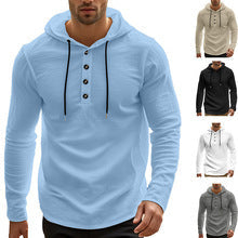Herren lässiges Langarm-Hoodie-Shirt mit Knopfdetails und praktischen Taschen R&B