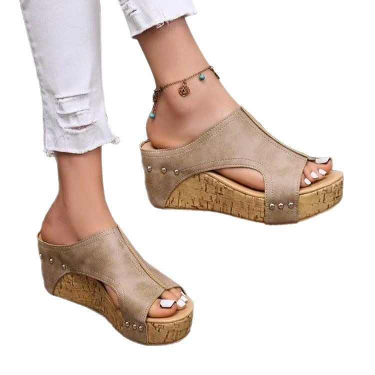 Damen sommerliche Keil-Pantoletten