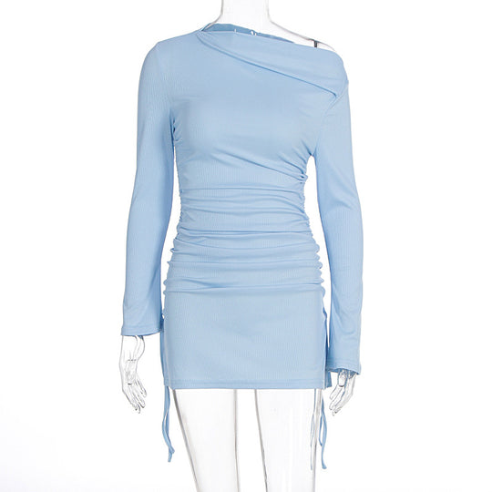 Damen Elegantes figurbetontes Kleid mit asymmetrischem Ausschnitt und Raffungen R&B