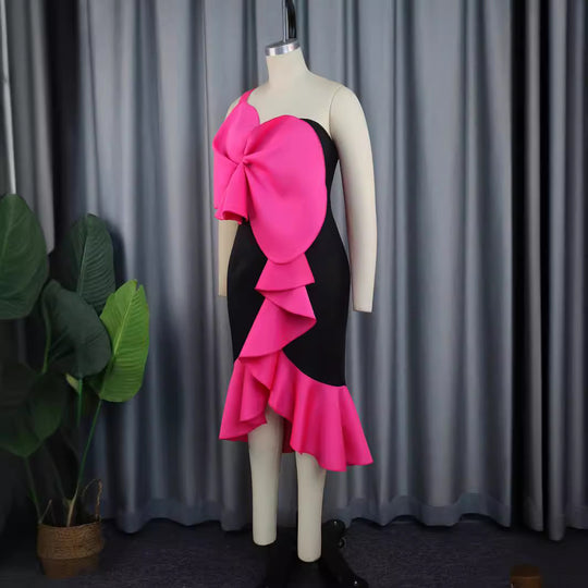 Damen Elegantes Cocktailkleid mit statementvollem Rüschen-Design und Übergröße R&B