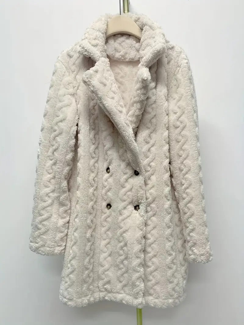 Damen Kapuzenmantel mit strukturiertem Design und großen Knöpfen R&B