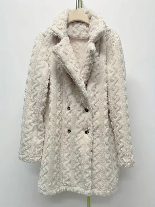 Damen Kapuzenmantel mit strukturiertem Design und großen Knöpfen R&B