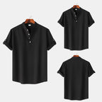 Herren Kurzarmhemd mit elegantem Stehkragen und praktischen Knopfdetails