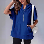 Damen Lässiger Kapuzenpullover mit Reißverschluss und praktischen Taschen R&B