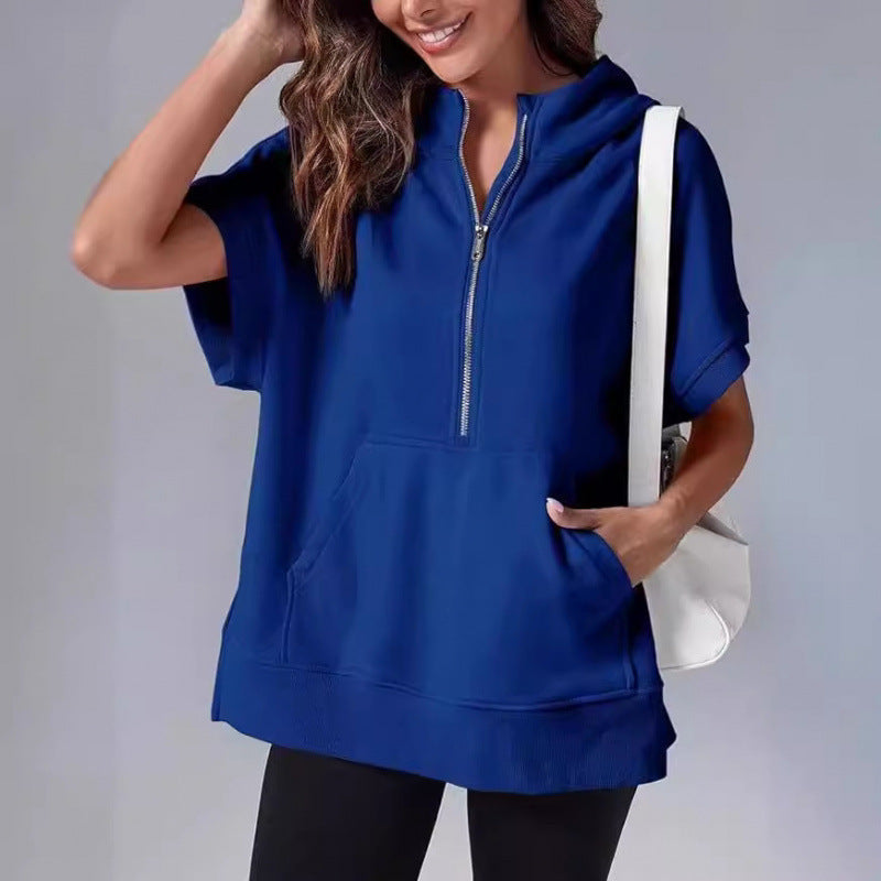Damen Lässiger Kapuzenpullover mit Reißverschluss und praktischen Taschen R&B