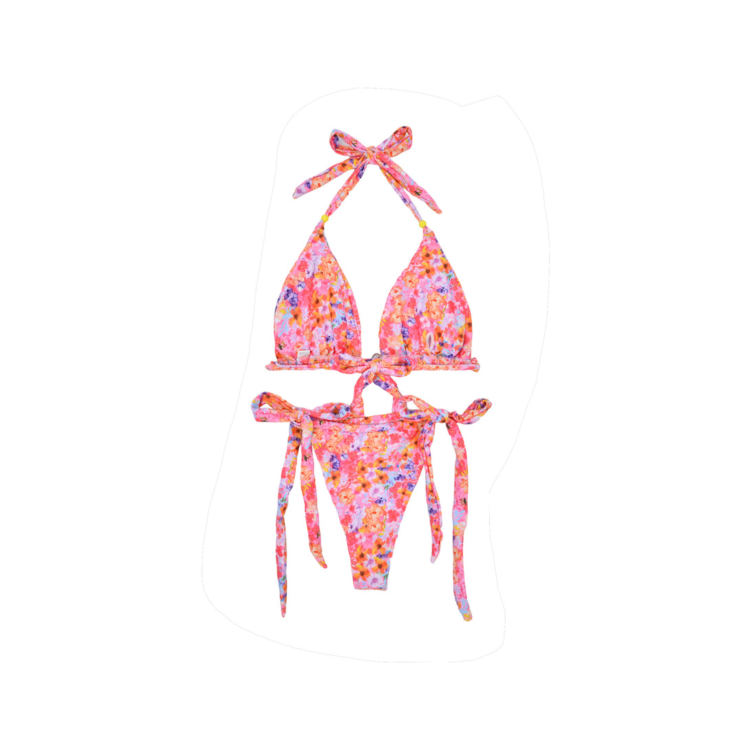 Damen Triangel-Bikini mit einfach verstellbaren Bändern und floralem Muster R&B