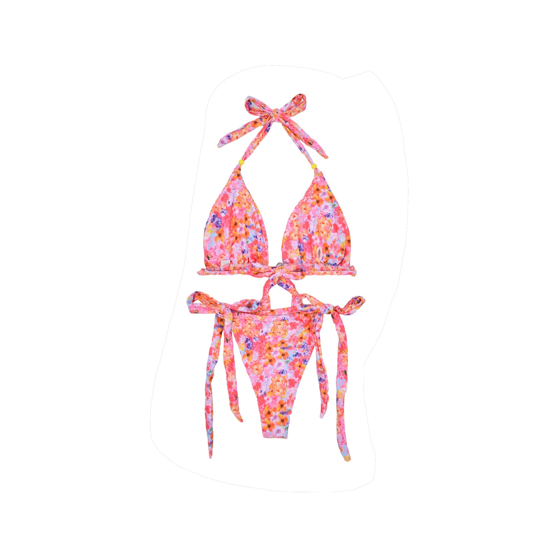 Damen Triangel-Bikini mit einfach verstellbaren Bändern und floralem Muster R&B