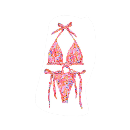 Damen Triangel-Bikini mit einfach verstellbaren Bändern und floralem Muster R&B