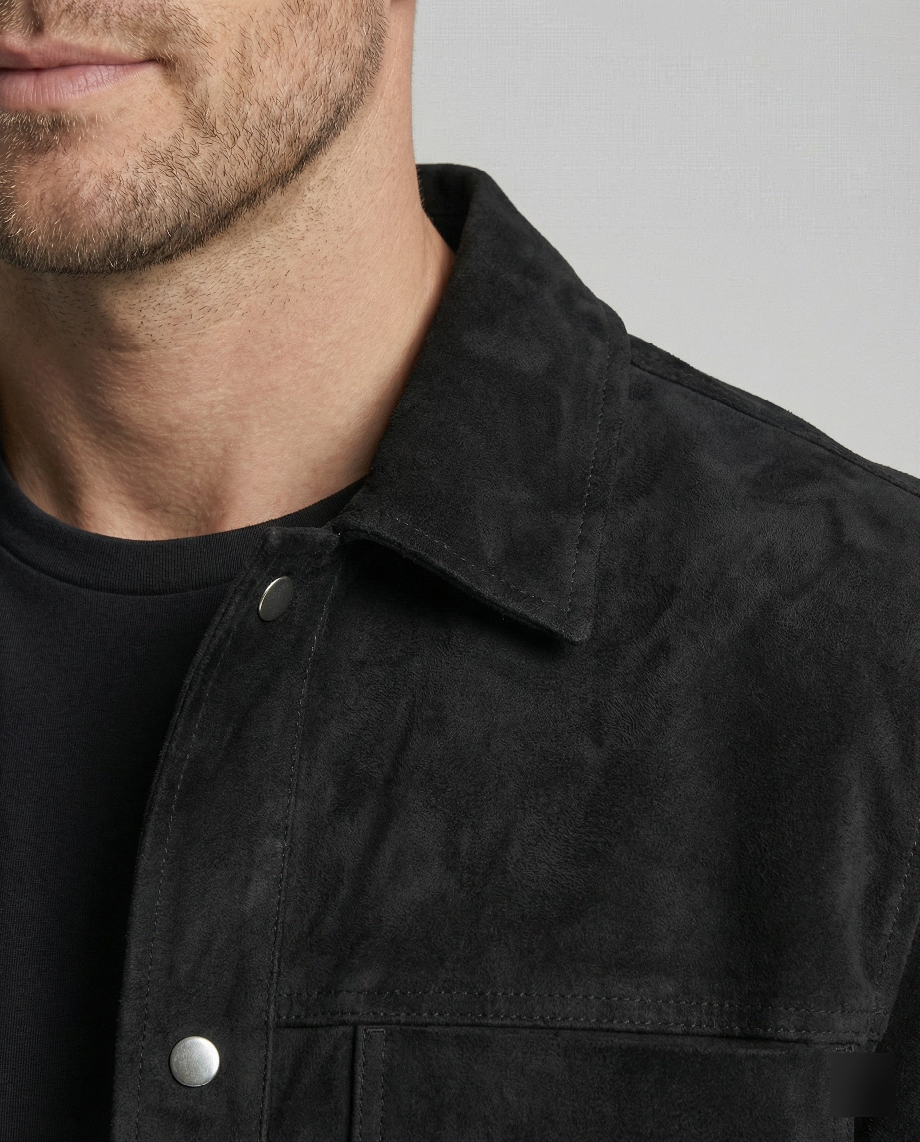 Herren dick gefütterte Wildlederoptik Hemdjacke mit Druckknöpfen und aufgesetzten Brusttaschen R&B