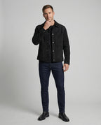 Herren dick gefütterte Wildlederoptik Hemdjacke mit Druckknöpfen und aufgesetzten Brusttaschen R&B