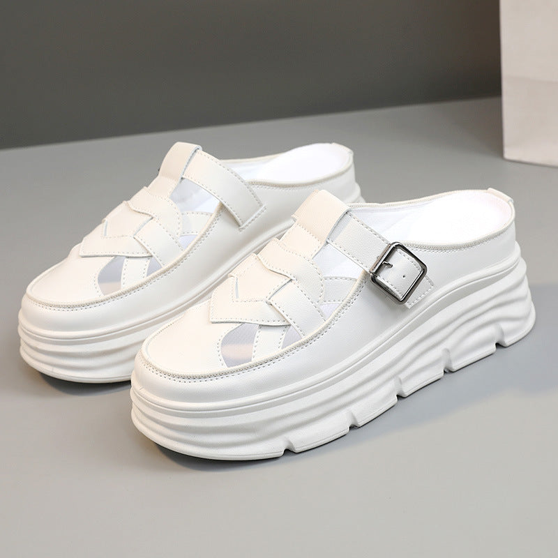 Damen Platform Mules mit modischem Schnallen-Design und atmungsaktivem Obermaterial R&B