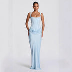 Damen Fließendes Maxi-Kleid mit asymmetrischem Schnitt und raffiniertem Drapé R&B
