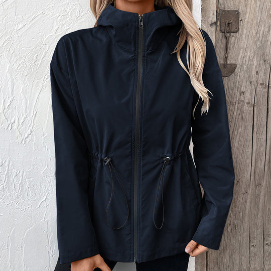 Damen leichte Kapuzenjacke mit einstellbarem Bund R&B