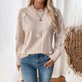 Damen Strickpullover mit zarten Blumenapplikationen R&B