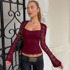 Damen Elegantes Oberteil mit Spitzendetails R&B