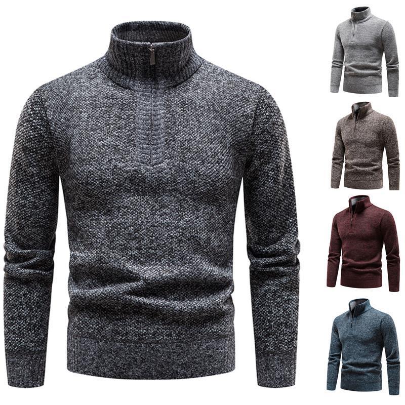 Herren Pullover mit halbem Reißverschluss und strukturiertem Design R&B