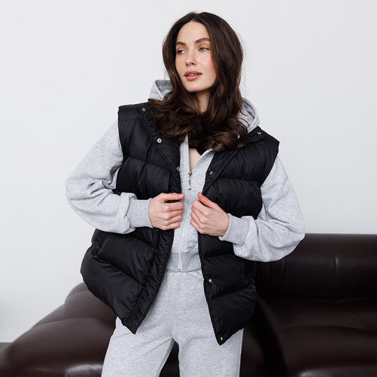 Damen gesteppte Weste mit gebürstetem Flanell-Hemd R&B