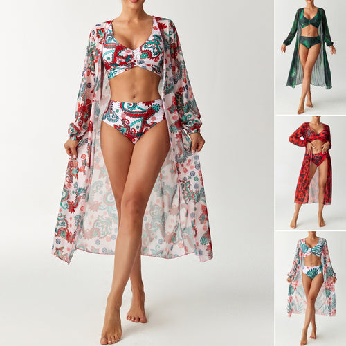 Damen Transparentes Strandkleid mit floralem Muster R&B