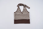 Damen sportliches Crop-Top mit verstellbarem Rückendesign und kontrastierenden Streifen R&B