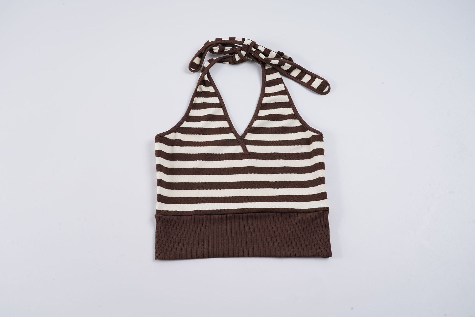 Damen sportliches Crop-Top mit verstellbarem Rückendesign und kontrastierenden Streifen R&B
