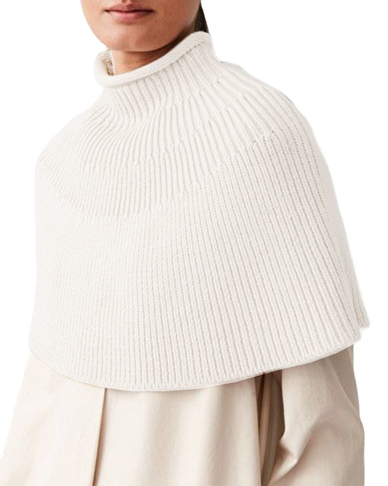 Damen Strickcape mit hochgeschlossenem Kragen