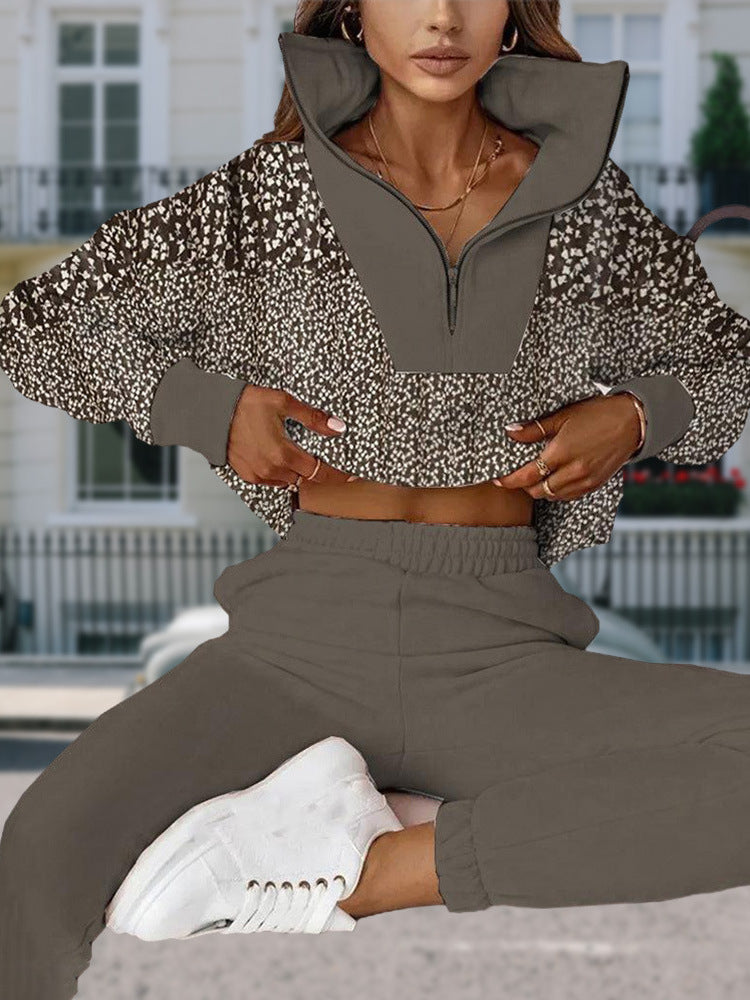 Damen sportliches Freizeitset mit dekorativem Kragen und modernem Design Heidi-Mode