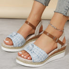Damen Wedge-Sandaletten mit dekorativer Schleife R&B