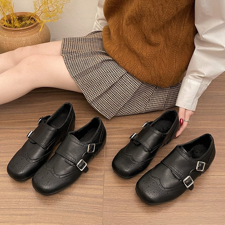 Damen elegante Schnallenschuhe mit feinen Perforationen R&B