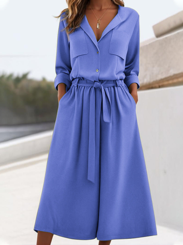 Damen lässiges Leinen-Hemd und Hose Set R&B