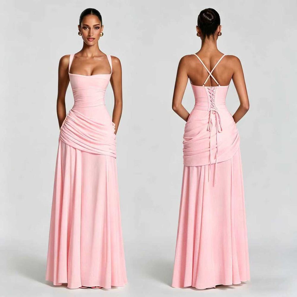 Damen Elegantes, schulterfreies Abendkleid mit raffinierten Drapierungen und fließendem Schnitt R&B