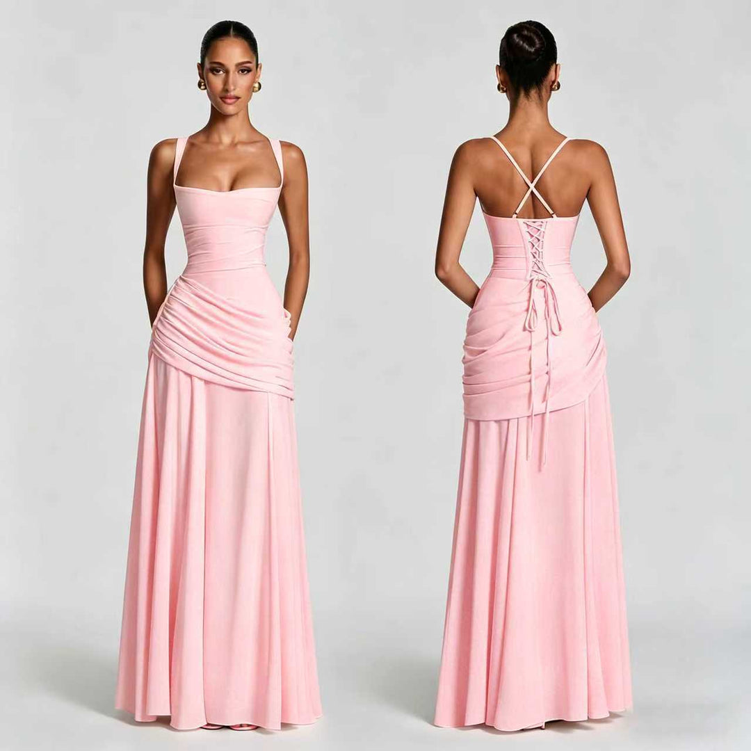 Damen Elegantes, schulterfreies Abendkleid mit raffinierten Drapierungen und fließendem Schnitt R&B
