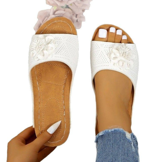 Damen Komfortabele Pantoletten mit floralem Detail R&B