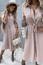 Damen Hemdblusenkleid mit taillierbarem Gürtel R&B