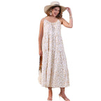 Damen luftiges Maxikleid mit floralem Muster und Spaghettiträgern R&B
