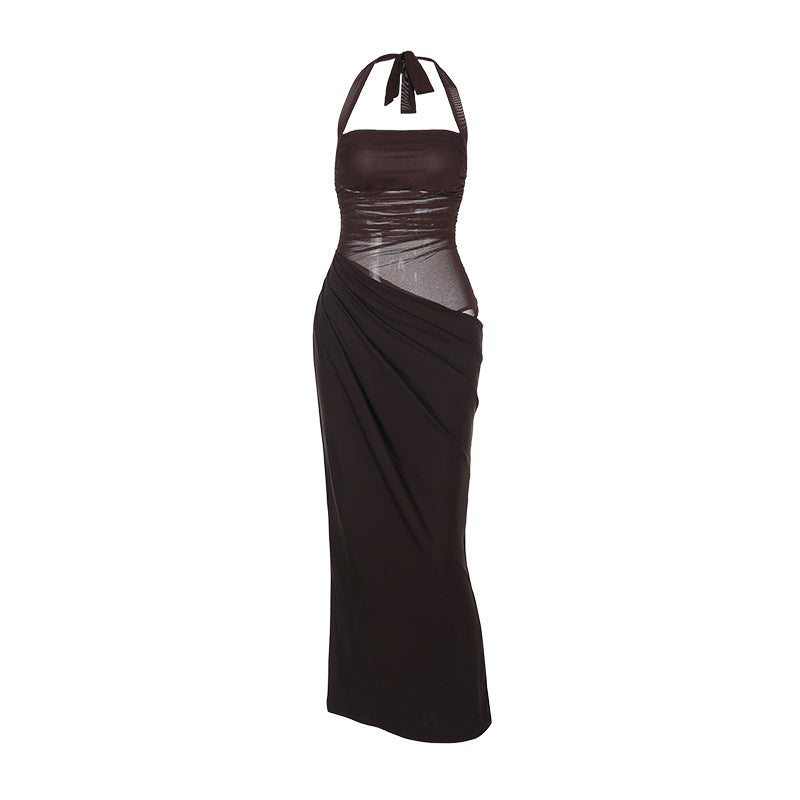 Damen Elegantes Wickelmaxikleid mit schmalem Halterdesign R&B