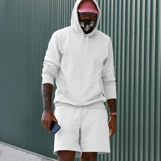 R&B Herren Hoodie-Shorts-Set mit Kängurutasche