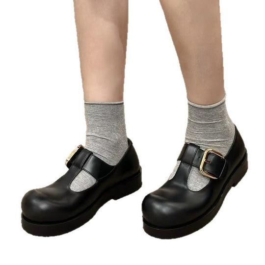 Damen Schnürschuhe mit dekorativem Schnallenverschluss und robustem Blockabsatz R&B