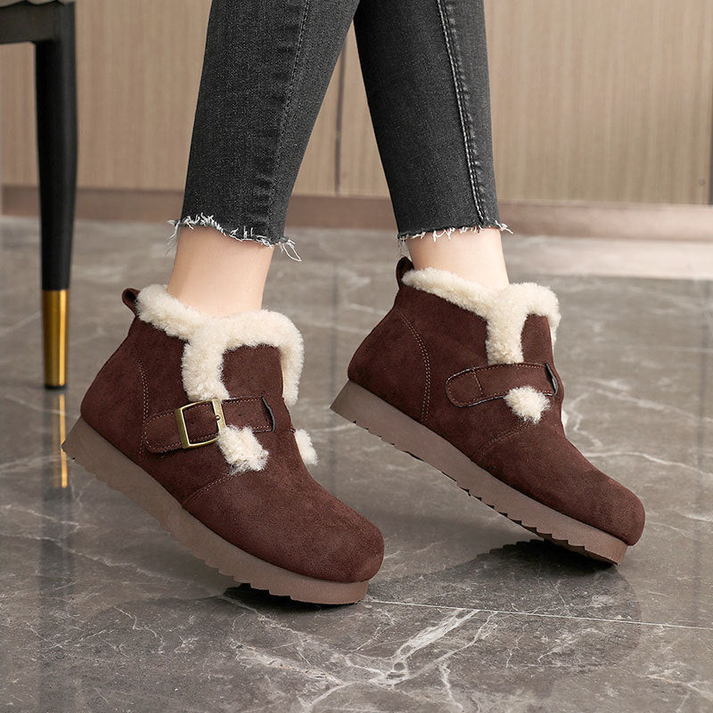 Damen Bequeme Winterstiefeletten mit weichem Innenfutter und modernem Riemendesign R&B