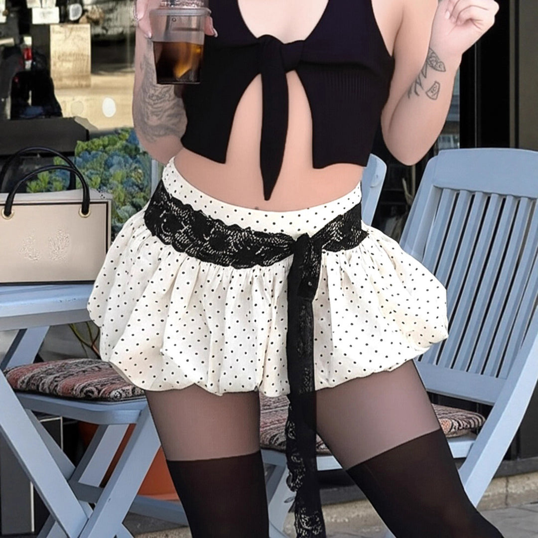 Damen Minikleid mit voluminösem Rüschensaum und dekorativem Gürtel R&B