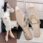 Damen transparente Netz-Mules mit funkelndem Riemen R&B