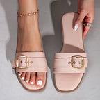 Damen Bequeme Slide-Sandalen mit modischem Schnallen-Design R&B