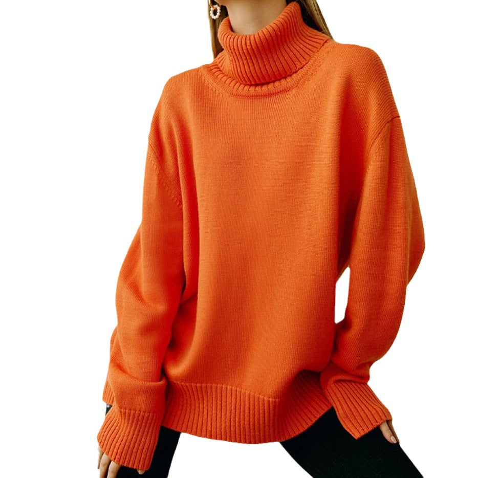 damen oversized rollkragenpullover basic gestrickter pullover