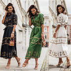 Damen Hemdblusenkleid mit elegantem Muster und tailliertem Gürtel R&B