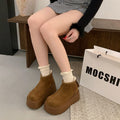 Damen Plateau Stiefeletten mit weichem Veloursleder und rutschfester Sohle R&B