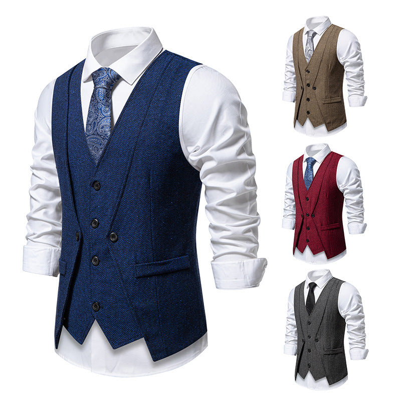 Herren elegante Anzugweste mit strukturiertem Hahnentritt R&B