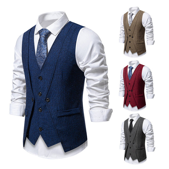 Herren elegante Anzugweste mit strukturiertem Hahnentritt R&B