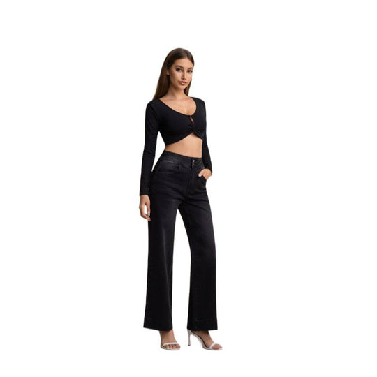 Damen weite High-Waist Jeans mit klassischem Schnitt und modernem Touch R&B